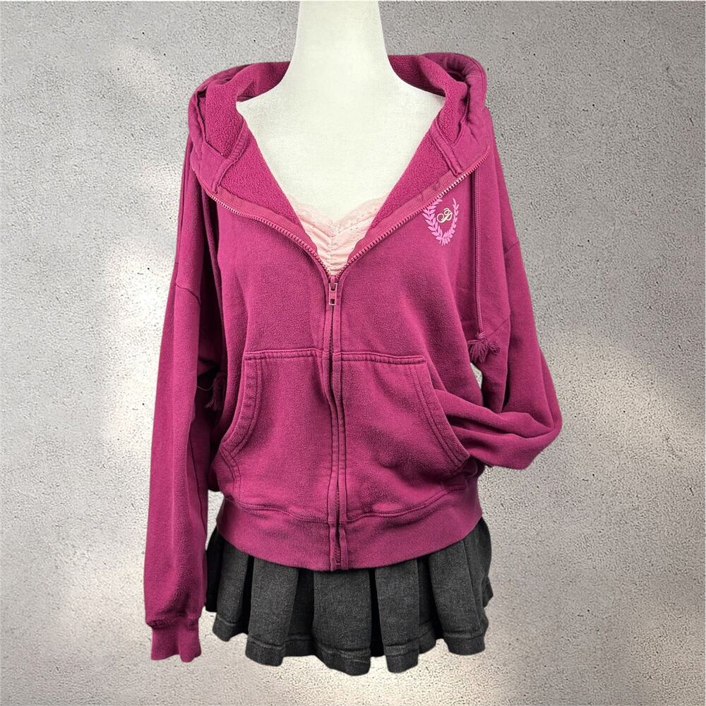Victoria's Secret PINK Vivid Magenta Pink Fleece Hoodie Women's S Oversized Y2K